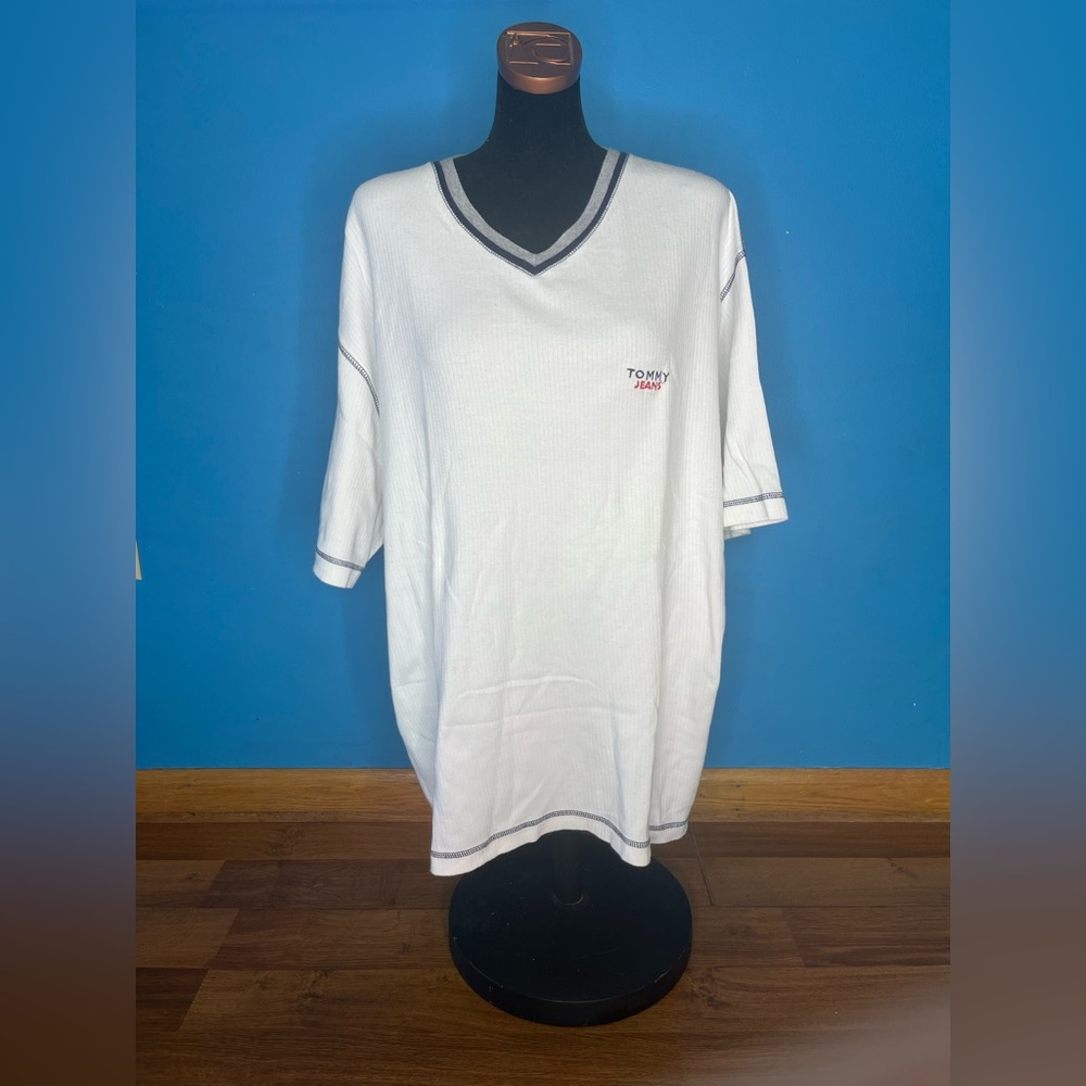 90s Y2K tommy hilfiger Men’s Tshirt, XL 100% Cotton Embroidered Logo Tommy Jeans